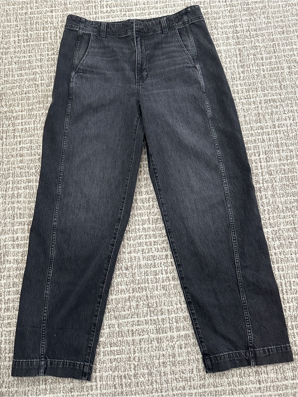 NWT Madewell Tapered Denim High Rise Washed Black/Grey Women's Trousers  Sz 32